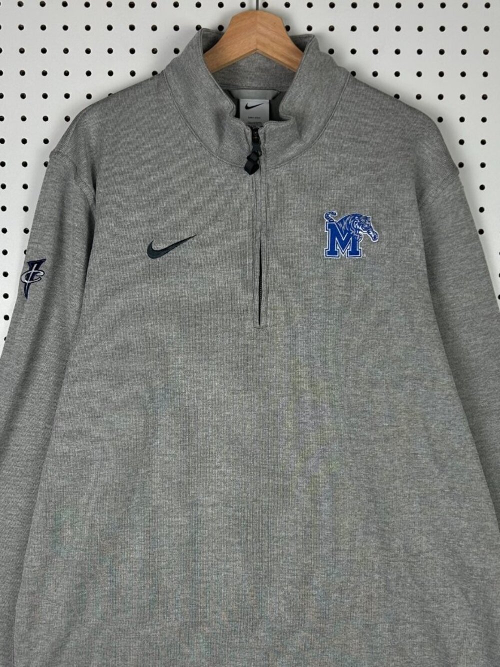 Nike 1 Cent Memphis Tigers Sweater XLT Gray Basketball PE Penny Quarter Zip PE - Picture 3 of 6
